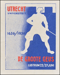 711699 Etiket uitgegeven ter gelegenheid van de lustrumfeesten bij het 300-jarig bestaan van de Utrechtse Universiteit, ...